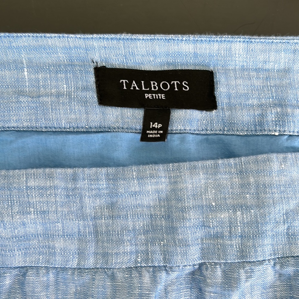 Talbots Embroidered Linen Chambray A-Line Skirt - Picture 6 of 11